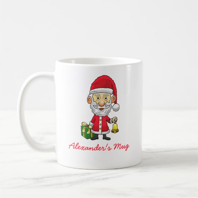 Caneca De Café Sinos de Natal com Papai Noel (Esquerda)