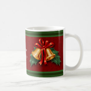 Caneca De Café Sinos de Natal e Holly Sai Vermelho