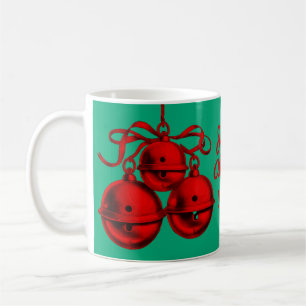 Caneca De Café Sinos Festivos Vermelhos e Vermelhos Cogão Cerâmic