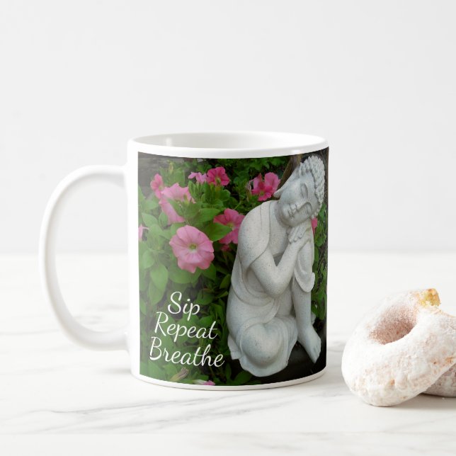 Caneca De Café Sip Breathe Repeat Mug – Mindful Affirmation Cup (Com Donut)