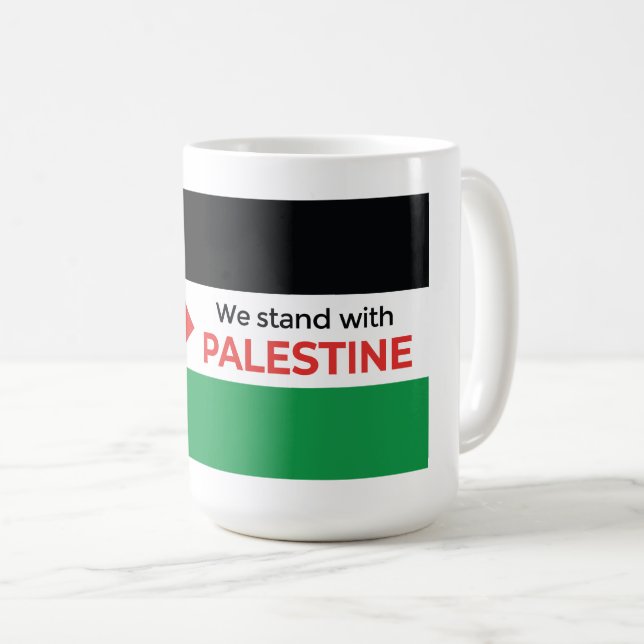Caneca De Café Sip for Solidariedade: Bandeira da Palestina Coffe (Frente Esquerda)