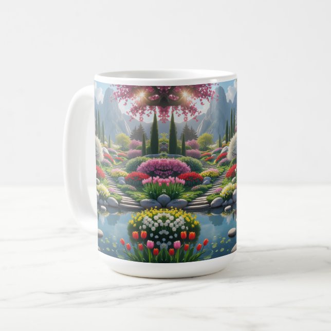Caneca De Café Sip na Serenidade - Jardim Serene Mountain (Frente Esquerda)