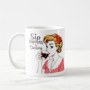 Caneca De Café Sip Ocorre Chá Sarcástico Retro-Glamoroso e