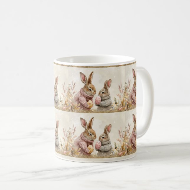 Caneca De Café Sips de Hoppy: 🏡 de coelho mimado com Páscoa ☕ (Frente Esquerda)