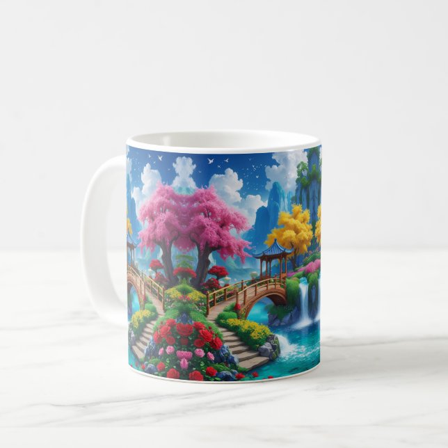 Caneca De Café "Sips of Serenity - Turquoise Fantasy River (Frente Esquerda)