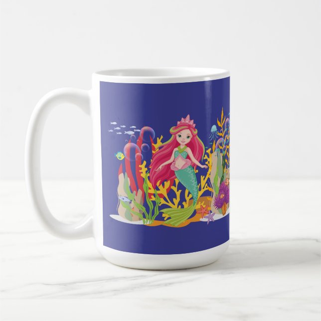 Caneca De Café Siren Oceano: Cabelo Vermelho Longo (Esquerda)