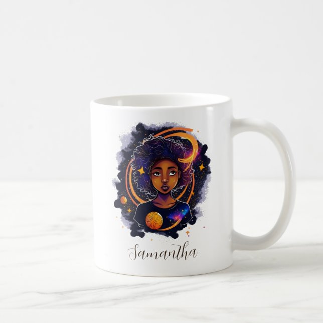 Caneca De Café Sistema Solar Afro Mulher (Direita)