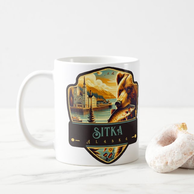 Caneca De Café Sitka, Alasca | Antigo (Com Donut)