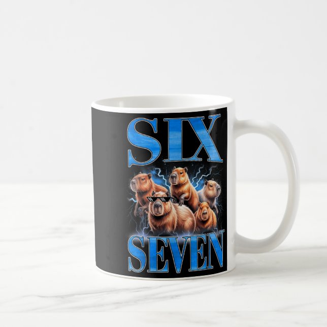 Caneca De Café Six Seven 67 Meme Funny Capybara Bootleg Graphic  (Direita)