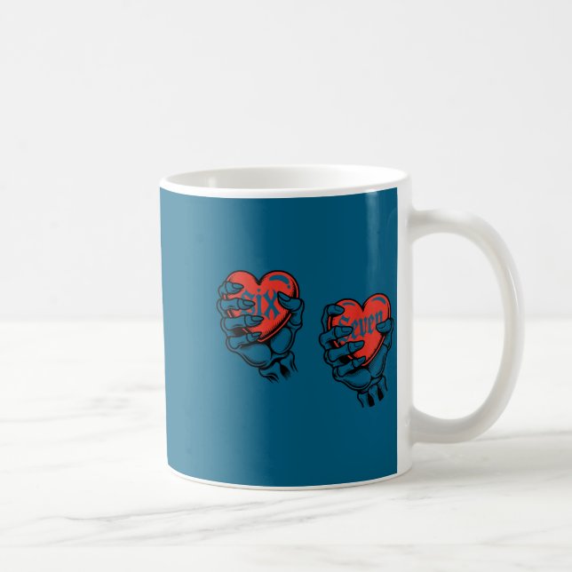 Caneca De Café Six Seven 6 7 Meme 67 Skeleton Hand Valentine Cost (Direita)