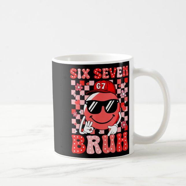 Caneca De Café Six Seven Bruh 67 Meme Smile Face Valentines Boys  (Direita)