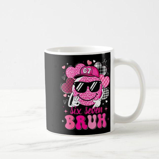 Caneca De Café Six Seven Bruh 67 Meme Smile Face Valentines Boys  (Direita)