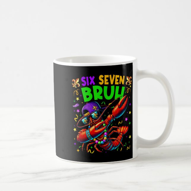 Caneca De Café Six Seven Bruh Mardi Gras Dabbing Crawfish Men Wom (Direita)