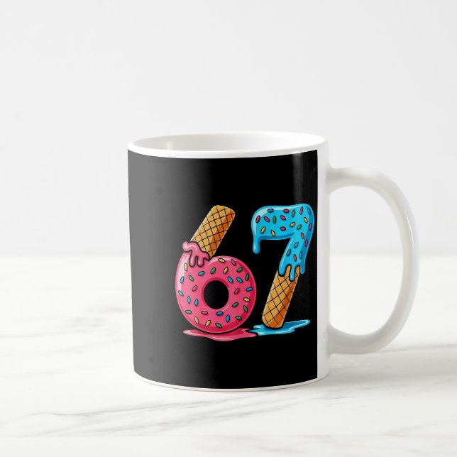 Caneca De Café Six Seven Ice Cream Drip Cool Meme 67 Funny Number (Direita)