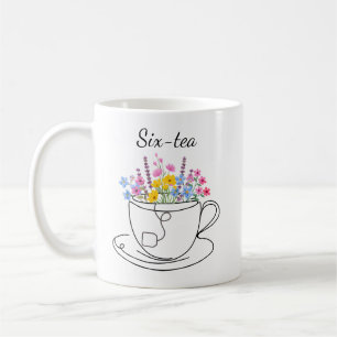 Caneca De Café Six-Tea 60º Aniversário Caprichoso Floral Colorido