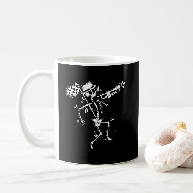 Caneca De Café Ska Skelett mit Trompete Jazz Musikstil (Com Donut)