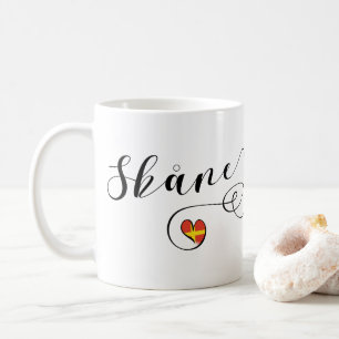 Caneca De Café Skåne Flag Heart, Suecia, Scania