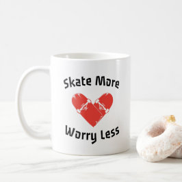 Caneca De Café Skate Mais Preocupado Menos - Patinação Engraçada