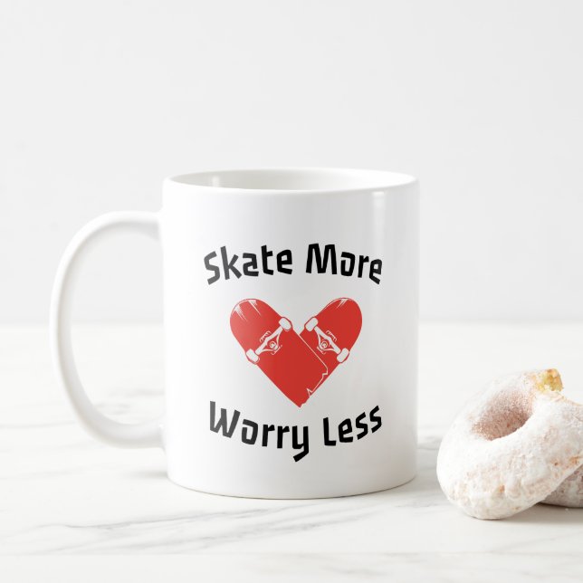 Caneca De Café Skate Mais Preocupado Menos - Patinação Engraçada (Com Donut)