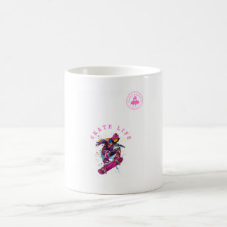 Caneca De Café Skate Vida rosa Hoodie feliz em branco