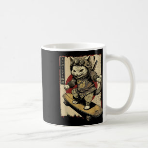 Caneca De Café Skateboard Samurai Cat Tattoo Kawaii Ninj