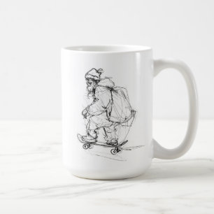 Caneca De Café Skateboard Santa Claus com Presentes