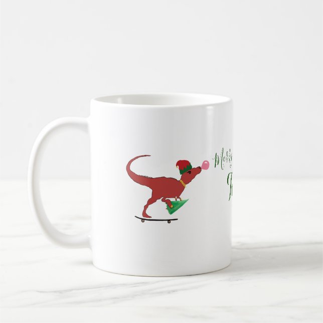 Caneca De Café Skater de Papais noeis T-rex (Esquerda)