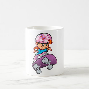 Caneca De Café Skater Girl Diversão Capacete Rosa Skate