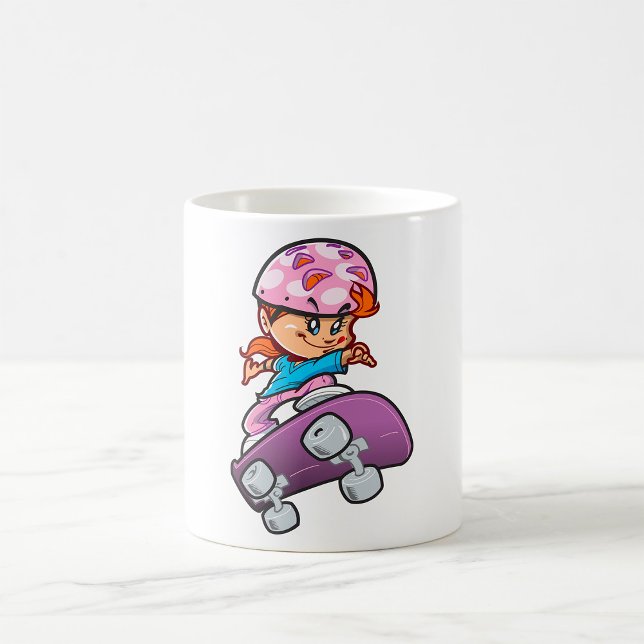 Caneca De Café Skater Girl Fun Pink Helmet Skateboard (Criador carregado)