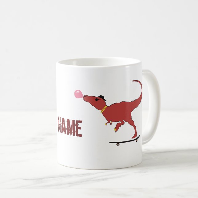 Caneca De Café Skater T-rex (Frente Esquerda)