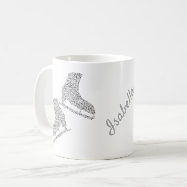 Caneca De Café skates de patinação de gelo brilham prata (Frente Esquerda)