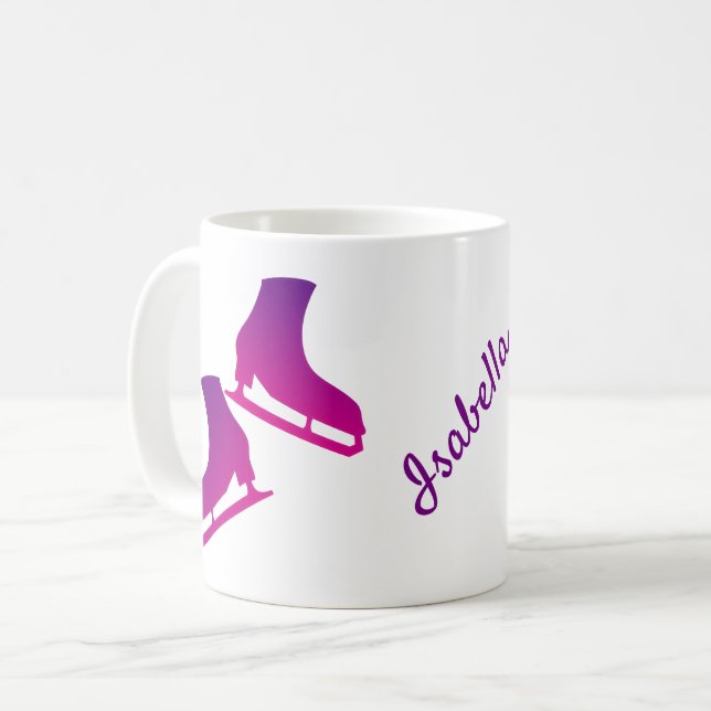 Caneca De Café skates de patinação de gelo emparelham roxo (Frente Esquerda)