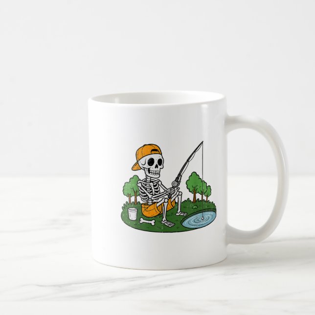 Caneca De Café Skeletching Fish Halloween Soky Pescadores Men (Direita)