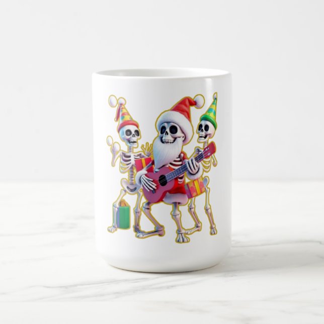 Caneca De Café **Skeleton 3D Christm Santa Party – Funnyas Skelet (Centro)