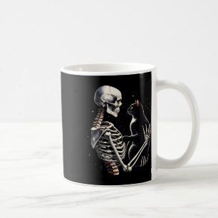 Caneca De Café Skeleton Brincando Com Um Gráfico De Gato Capa De