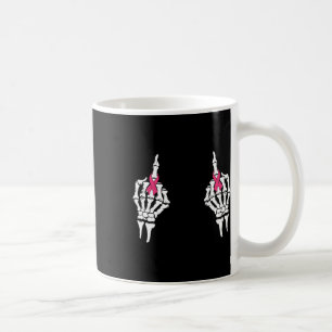 Caneca De Café Skeleton Cancer da fita rosa do dedo médio H