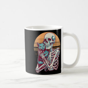 Caneca De Café Skeleton Cat Gatinho Skull Vintage Homens de Hallo