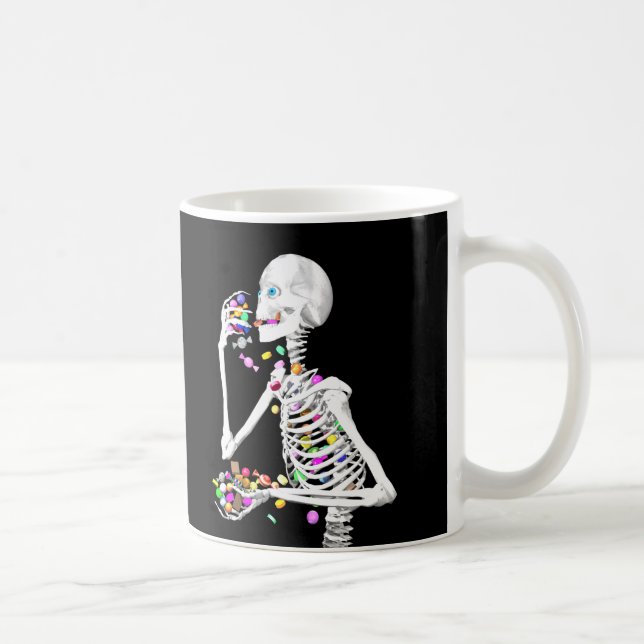 Caneca De Café Skeleton comendo balas de Halloween (Direita)