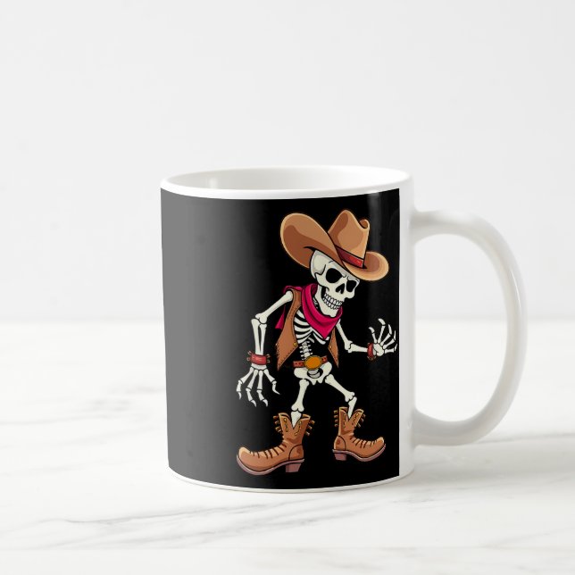 Caneca De Café Skeleton Cowboy Halloween Meninos (Direita)