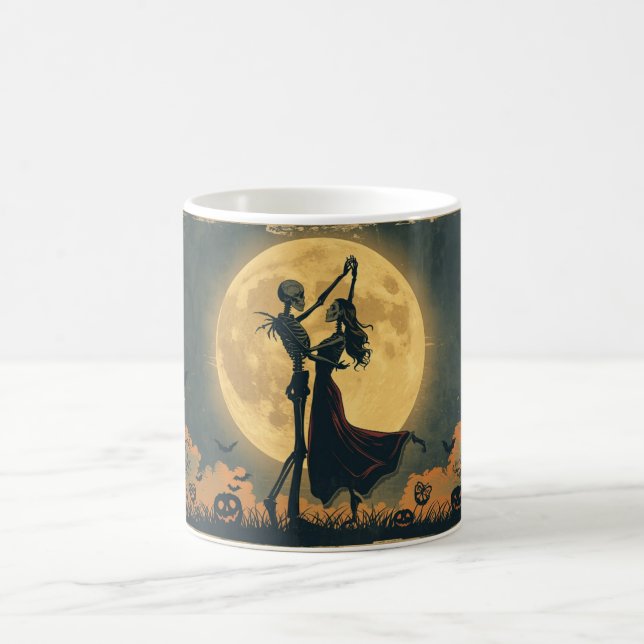 Caneca De Café Skeleton Dance Mug | Romantic Halloween Moon Cup (Centro)