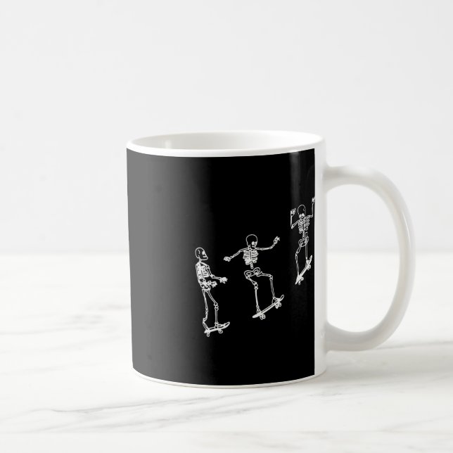 Caneca De Café Skeleton Divertido Skateboard Halloween Skateboard (Direita)