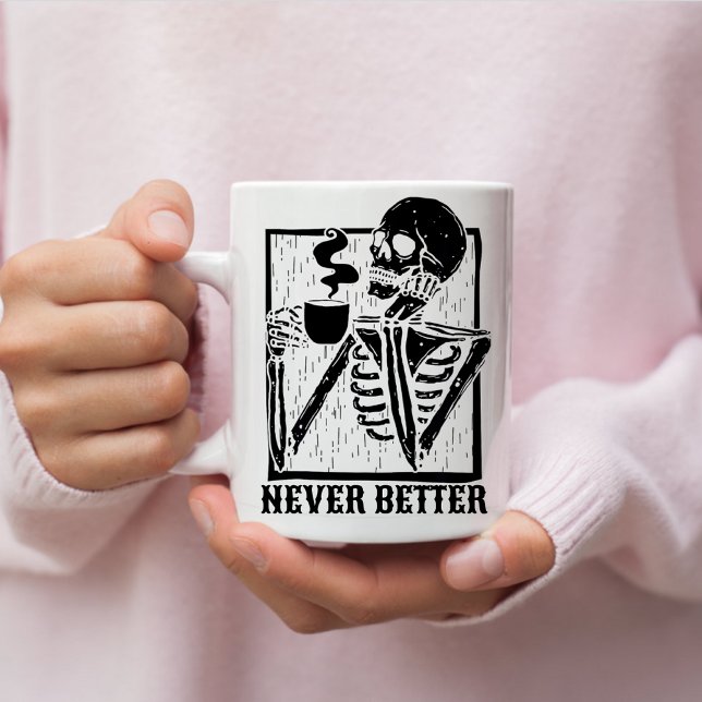 Caneca De Café Skeleton do bebendo de café das Halloween Engraçad (Criador carregado)