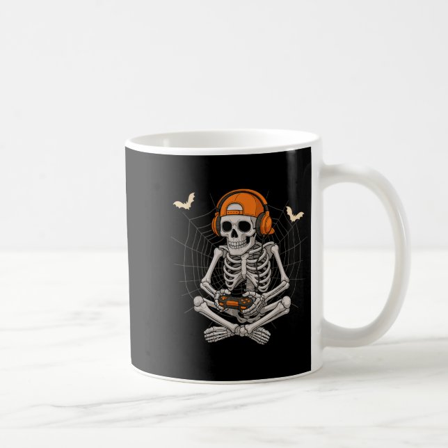 Caneca De Café Skeleton do Halloween Vídeo do jogador Jogos Skele (Direita)