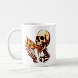 Caneca De Café Skeleton Eating Pizza