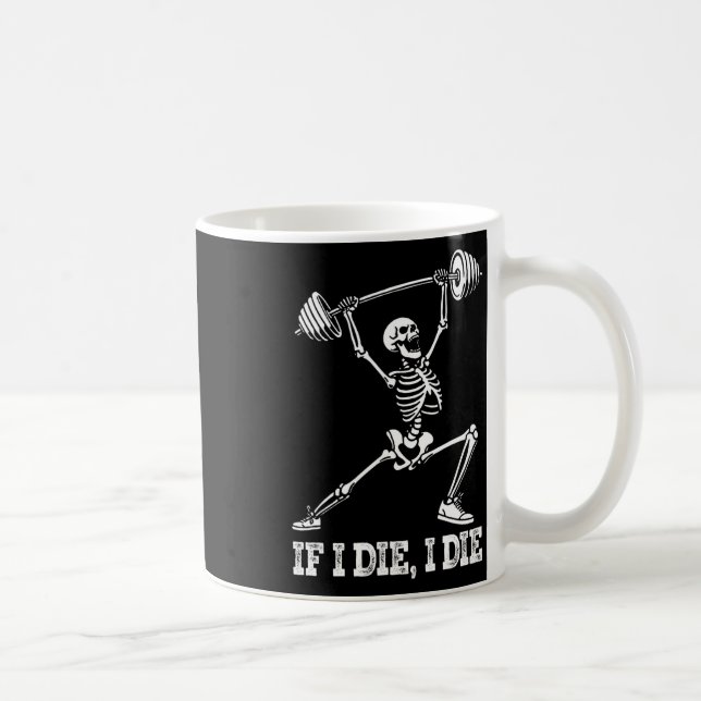 Caneca De Café Skeleton Elevação Pesos Elevação Sobre-Colagem De  (Direita)