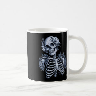 Caneca De Café Skeleton Floral Skull Halloween Occult Wome