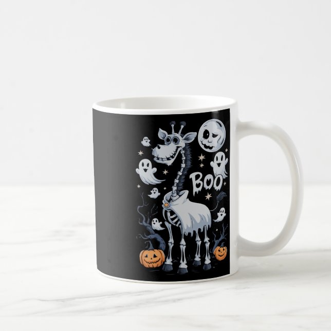 Caneca De Café Skeleton Girafa Em Fantasmas Halloween (Direita)