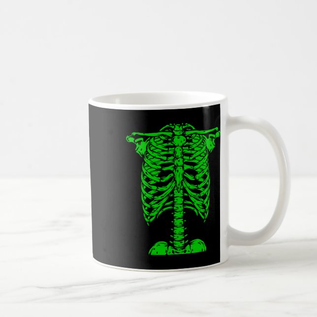 Caneca De Café Skeleton Green Rib Cage Bone Costume Halloween Gra (Direita)