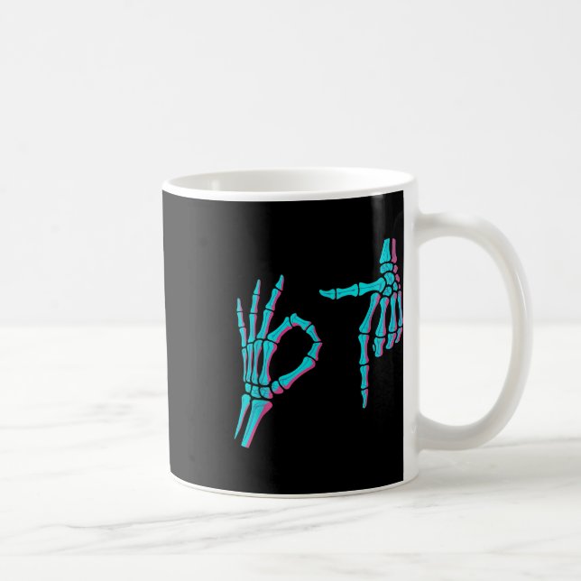 Caneca De Café Skeleton Hand Funny Six Seven 6 7 Meme 67 Hallowee (Direita)