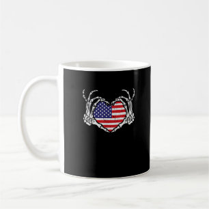 Caneca De Café Skeleton Hand Heart Do 4º Da Bandeira Americana Pa